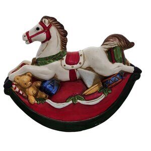 Silvestri Rocking Horse Musical Figure music box vtg bisque porcelain Toyland